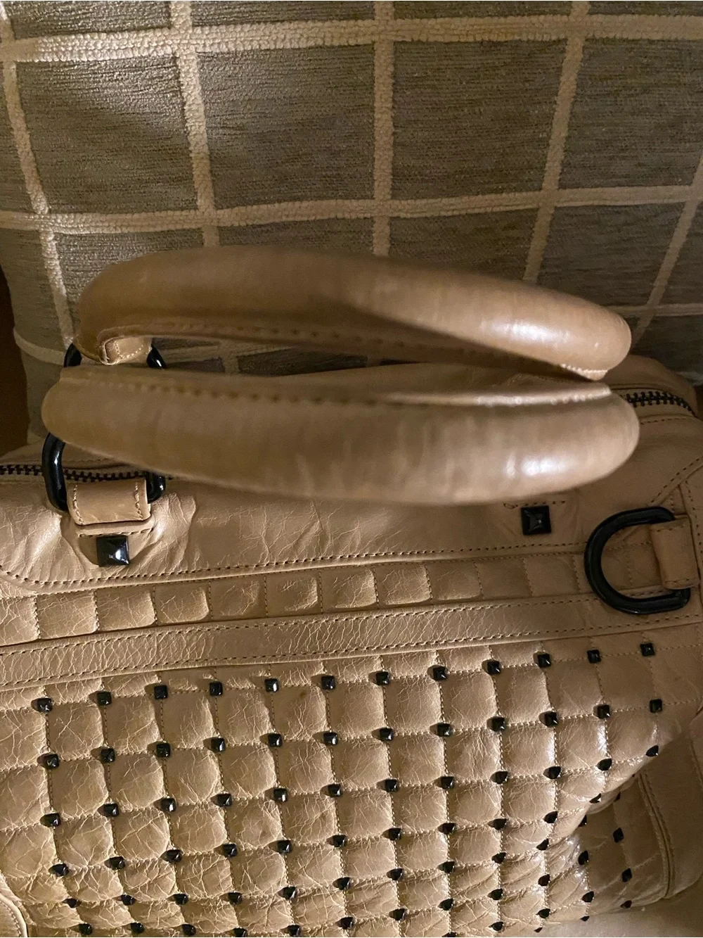Rebecca Minkoff Beige Woven Leather Satchel Handbag